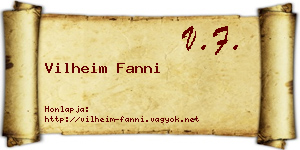 Vilheim Fanni névjegykártya